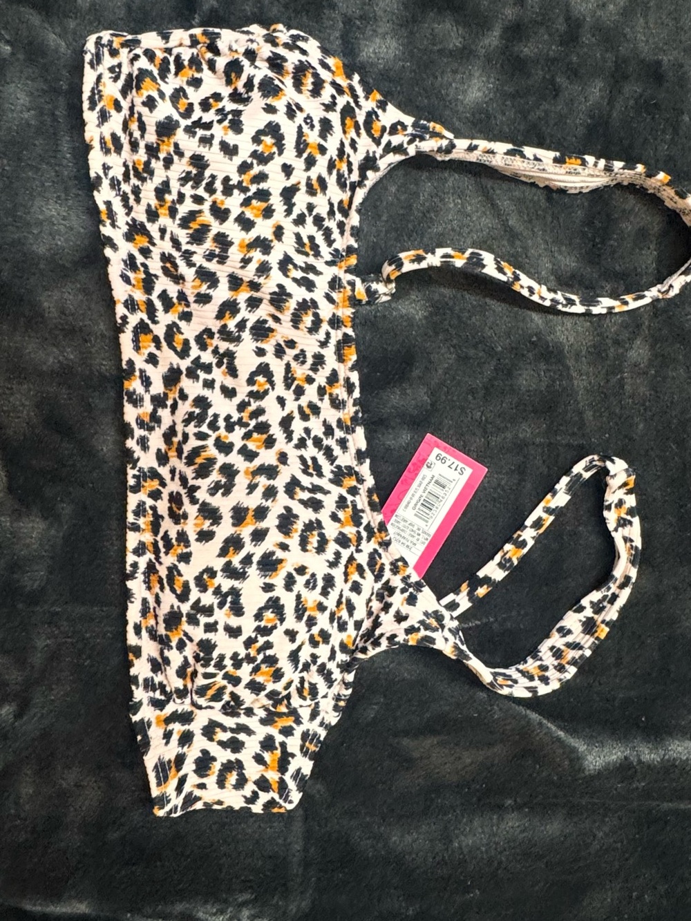 Xhilaration White, Black & Yellow Leopard Print Bikini Top